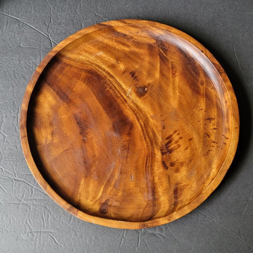 Vintage Wood Snack Chip and Dip Serving Set Tray Bowls and Wood Spreader Knife T - Picture 5 of 6